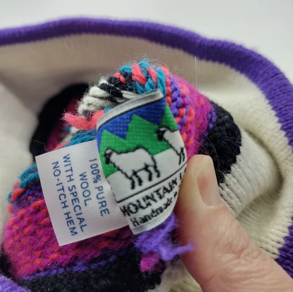 Vtg 80s Ski Hat Beanie Wool MOUNTAIN LADIES EWE Apres Cap Snow toboggan Retro - Picture 2 of 8